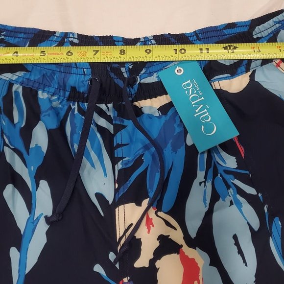 Calypsa by Modli Blue Tropical Floral Swim Shorts Bottoms Sz Small NEW WITH TAGS - Picture 3 of 9